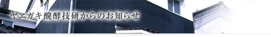ヤヱガキ醗酵技研からのお知らせ